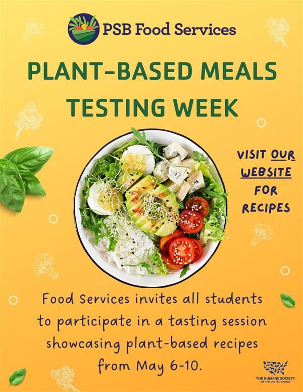 Plant-based Meals Testing Week Flier